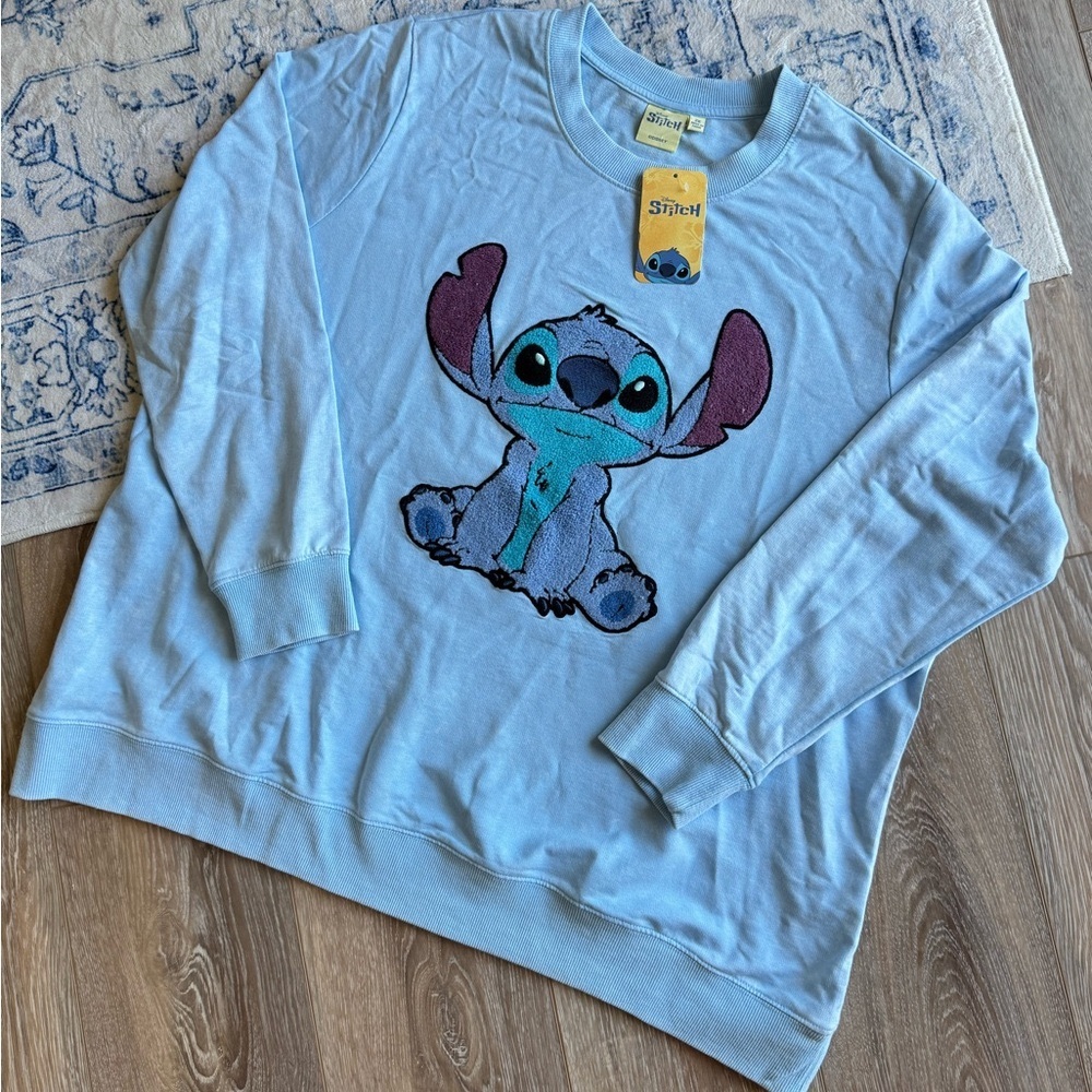 NWT Disney Women’s Blue Stitch 3D Embroidered Sweatshirt 2xl 3xl